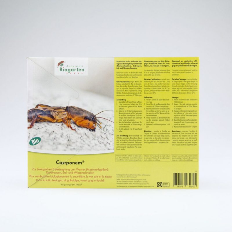 Carponem® nématodes contre les courtilières (mi-avril à mai)